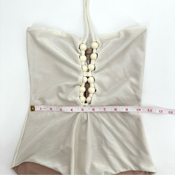 Adriana Degreas Golden Age Solid Halterneck Swimsuit in off white Size M - Picture 13 of 16